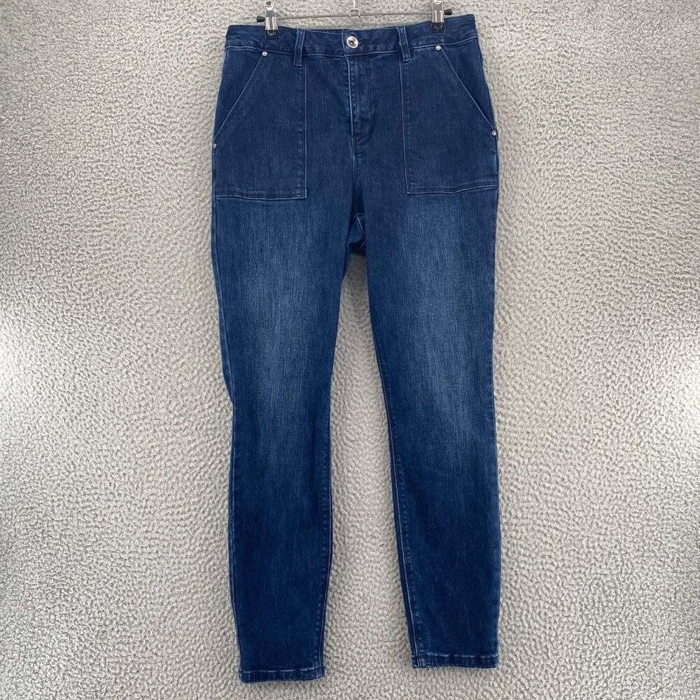 A Loves A Jeans Womens 31 Blue Dark Wash Denim Stretch Skinny Utility Pockets